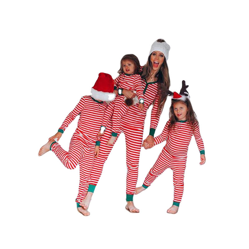 Adult Parent-Child Christmas Stripe Print Long Sleeve Set