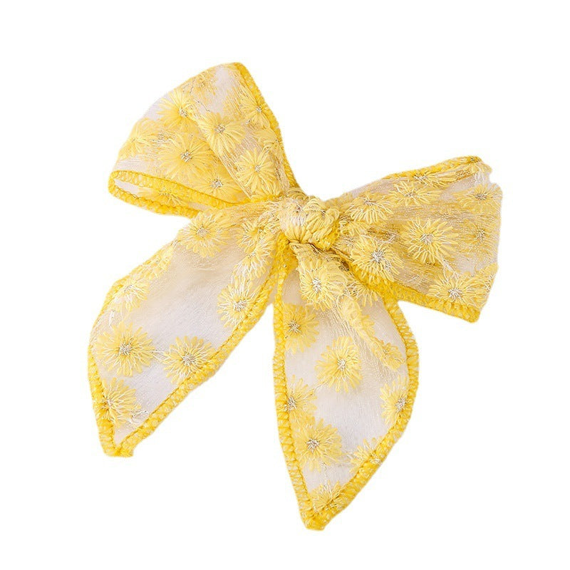 Toddlers Newborn Kid Baby Fashion Girls Bowknot Embroidery Hairpin Hair Accessories
