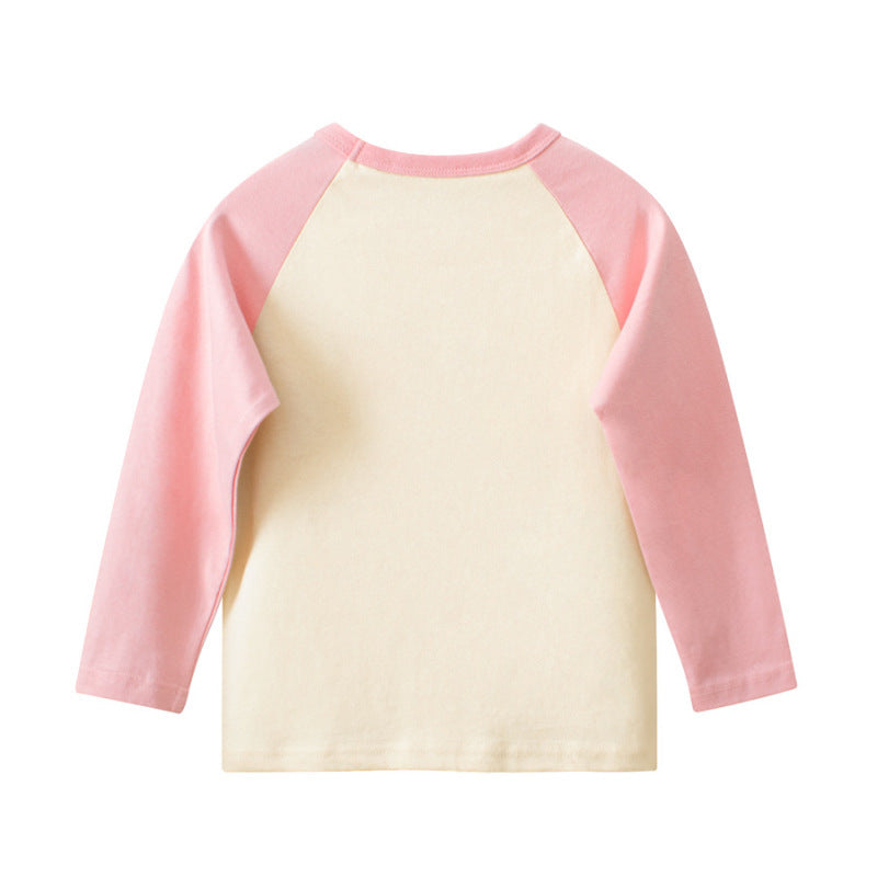 Kids Toddler Big Girls Casual Cute Cartoon Print Long Sleeve Round Neck T-Shirt