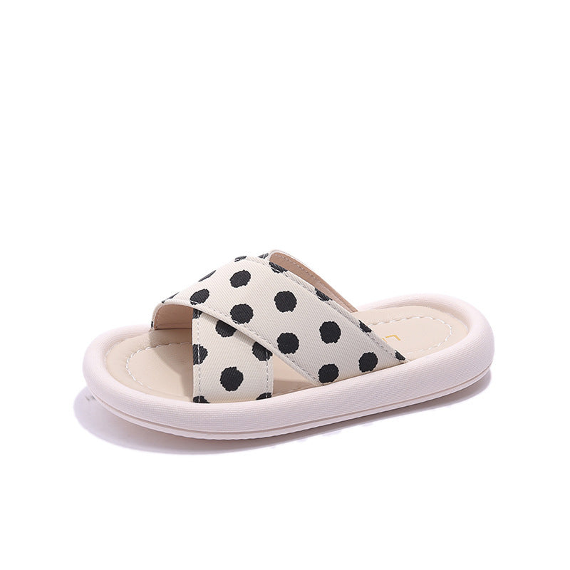 Children Kids Baby Fashion Girls Polka Dots Cross Casual Outdoor Slippers Shoes