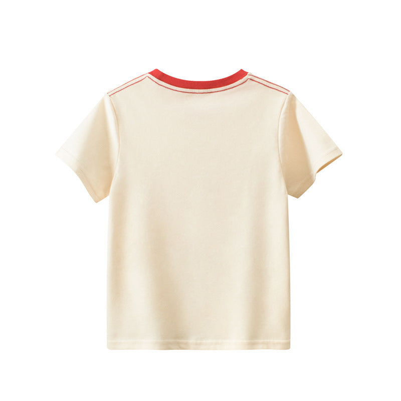 Kids Toddler Big Girls Casual Cute Versatile Cartoon Letters Print Short Sleeve Round Neck T-Shirt