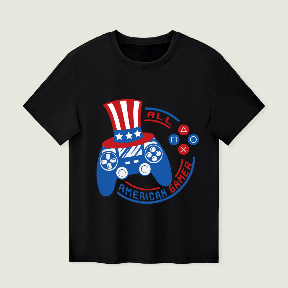 Kids Toddler Boys Fashion Casual Cartoon Print Short Sleeve Round Neck T-Shirt