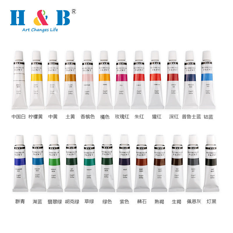 24 Color Watercolor Pigments Painting Art Supply Set