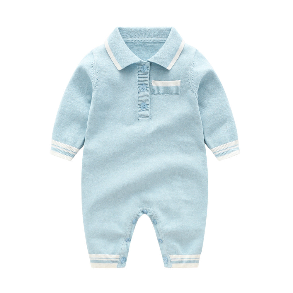 Winter Baby Simple Lapel Knit One Piece