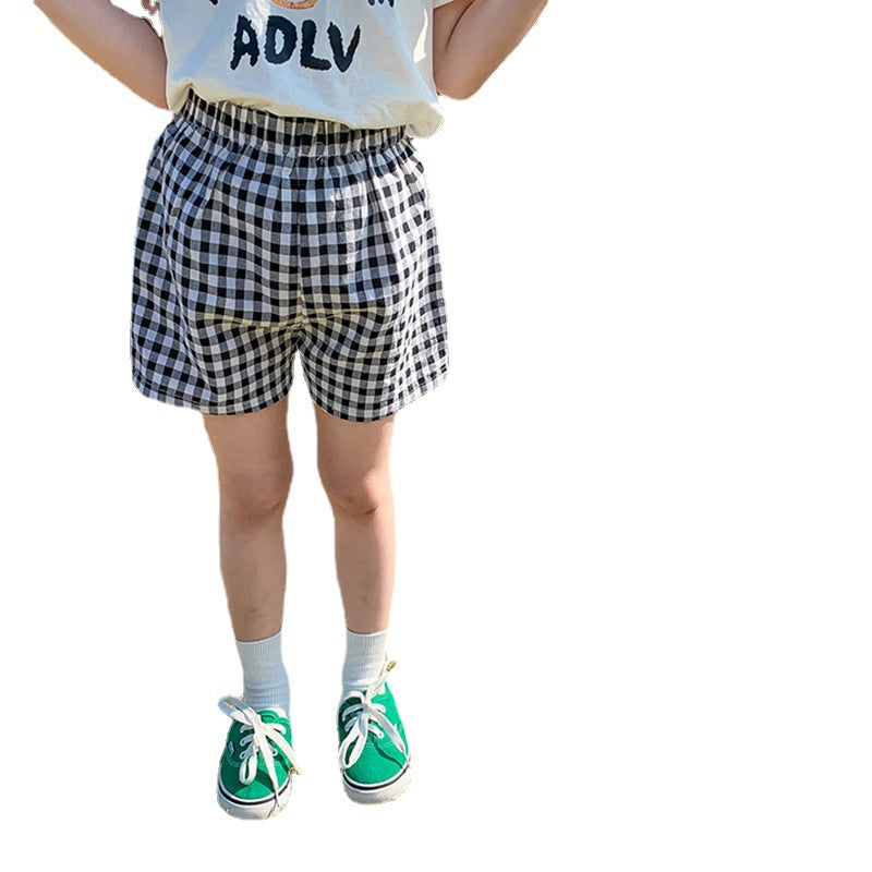 Summer Beach Vacation Kids Toddler Girls Boys Plaid Shorts