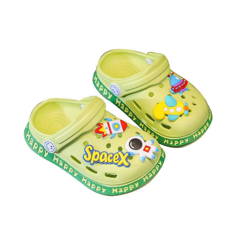 Kids Fashion Astronaut Pattern Non-Slip Outer Piercing Shoes Slippers
