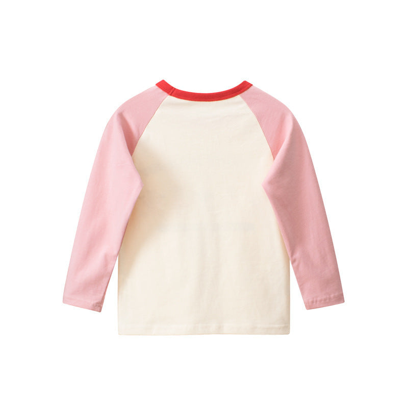 Kids Toddler Big Girls Casual Cute Cartoon Bear Letters Print Long Sleeve Round Neck T-Shirt