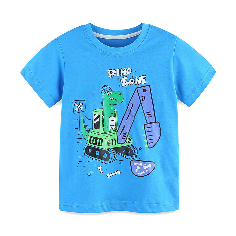 Kids Toddler Boys Casual Cute Cartoon Print Short Sleeve Round Neck T-Shirt