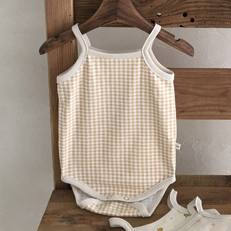Unisex Baby Summer 3-6 Months Solid Color Floral Romper