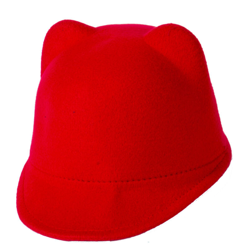 Winter Warm Kids Baby Girls Cat Ears Wool Derby Bowler Cap Solid 3D Ears Vintage Costume Play Brim Hats Cap
