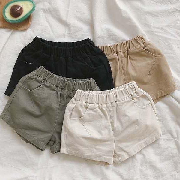 Kids Boys Simple Solid Color Elastic Casual Shorts