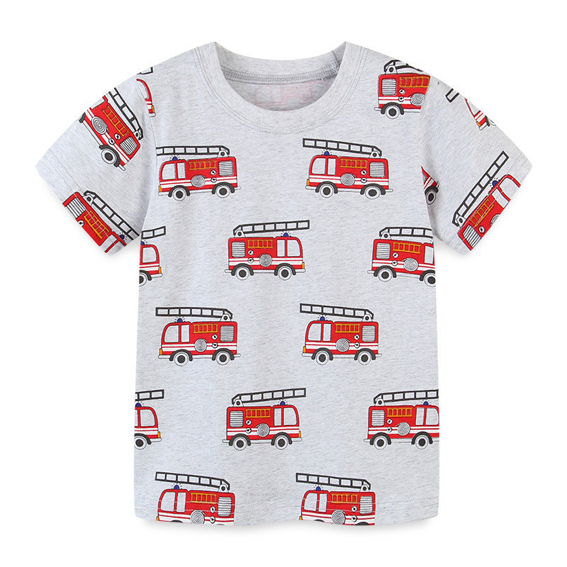 Kids Toddler Boys Casual Cute Cartoon Print Short Sleeve Round Neck T-Shirt
