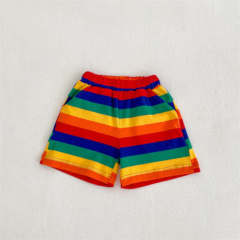 Children Kids Baby Fashion Boys Girls Casual Basic Stripe Print Shorts
