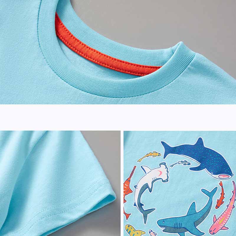 Kids Toddler Boys Casual Cute Cartoon Shark Print Short Sleeve T-Shirt