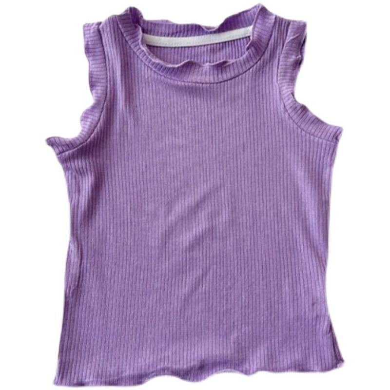Children Kids Baby Fashion Girls Sleeveless Solid Color Basic T-Shirt
