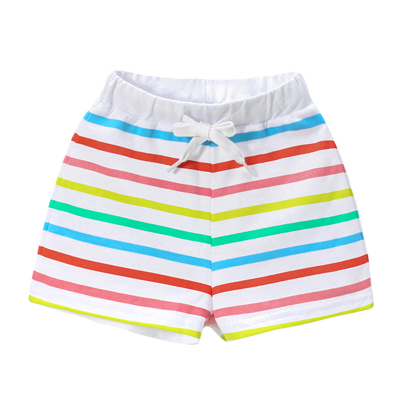 Kids Toddler Boys Girls Casual Cute Rainbow Stripe Print Shorts
