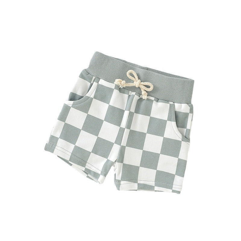 Kids Baby Boys Girls Fashion Casual Playd Print Shorts