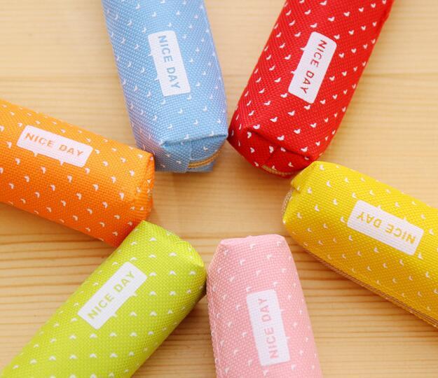 Trendy Long Polka Dot Candy Color Pencil Case