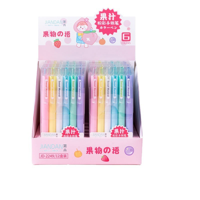 6pcs/set Student Stationery Morandi Macaron Color Diy Greeting Card Multicolor Pen