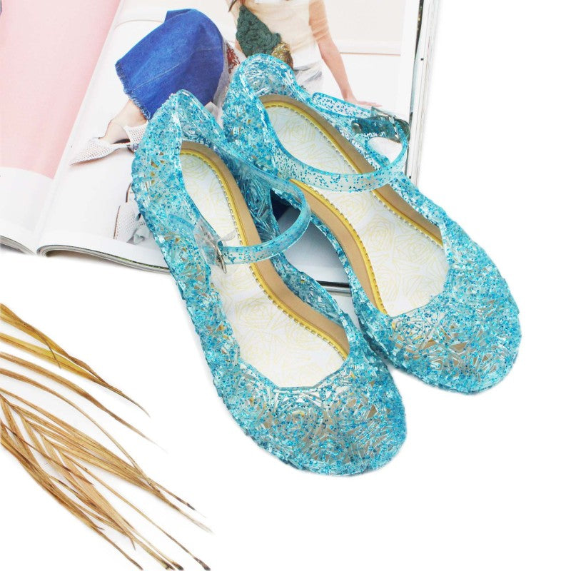 Girls Basic Solid Color Flower Princess Sandals