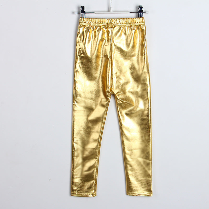 5pcs/set Kids Girls Basic Solid Color Elastic Pants