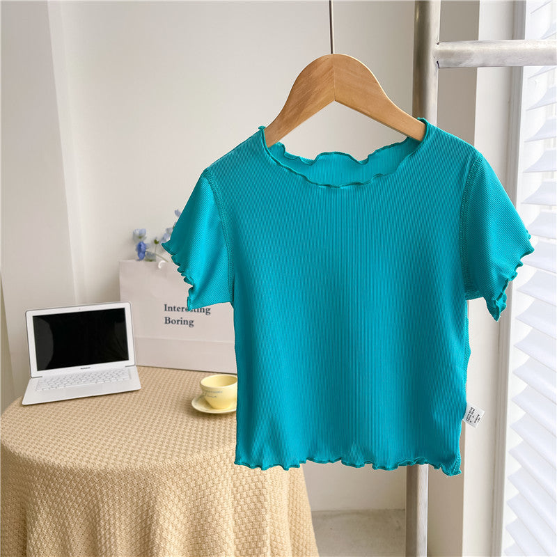 Kids Toddler Girls Fashion Casual Solid Color Short Sleeve T-Shirt