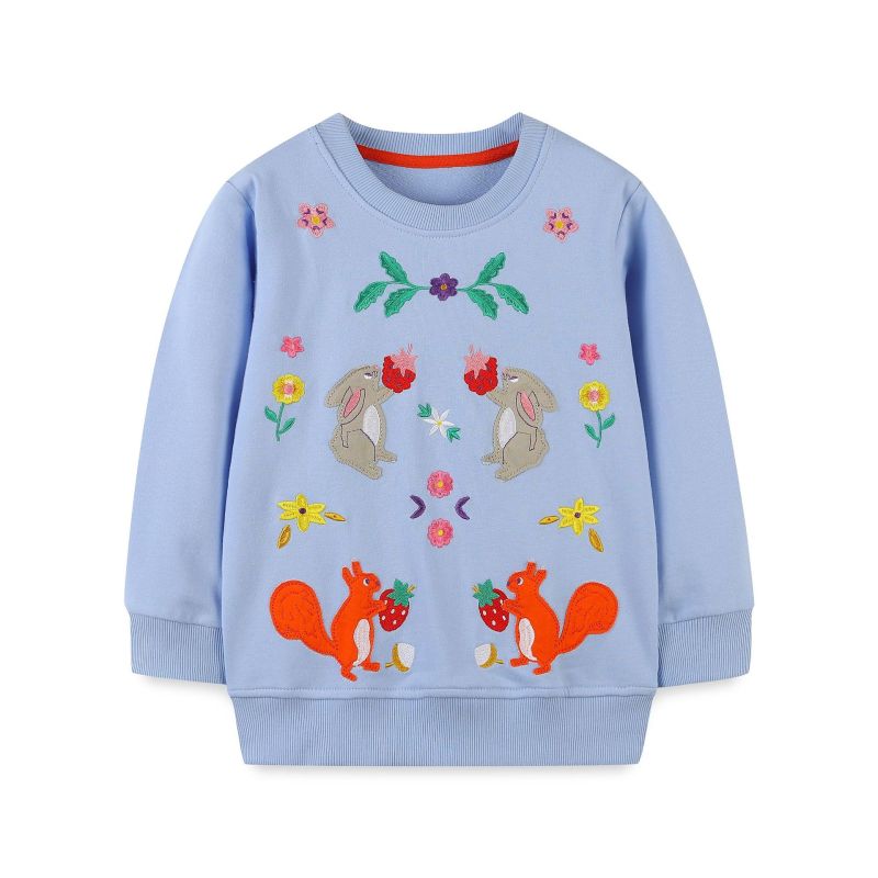2023 Spring And Autumn Children'S Sweater Baby Girl Knitted Cotton Cartoon Embroidered Pullover Mixed Batch