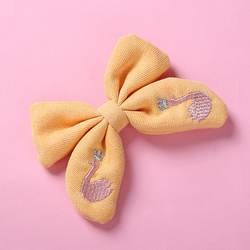Toddlers Newborn Kid Baby Fashion Girls Bowknot Embroidered Hairpin Hair Accessories