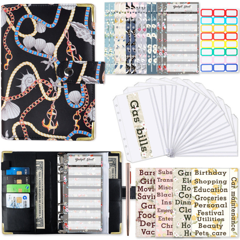 A6 Zipper Bag Color Printing Binder PU Leather Handbook Notebook