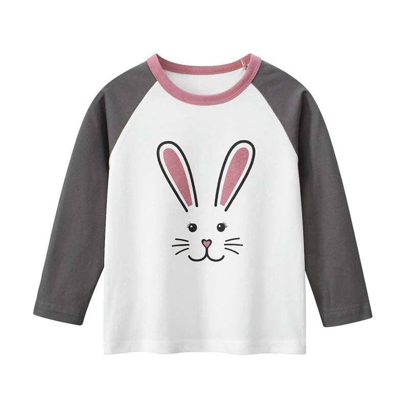 Kids Toddler Big Girls Casual Cute Cartoon Print Long Sleeve Round Neck T-Shirt