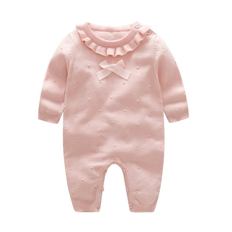 Winter Baby Fashion Solid Color Ruffled Knit One Piece