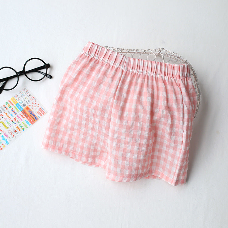 Summer Beach Vacation Kids Toddler Girls Boys Plaid Shorts