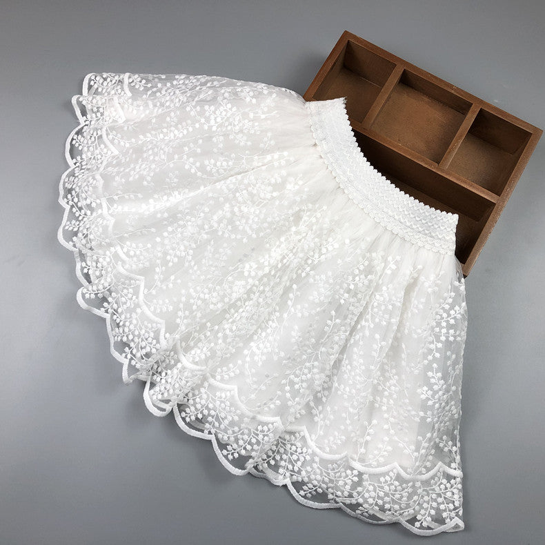 Girl'S Fashion Solid Color Lace Lace Tutu Dress