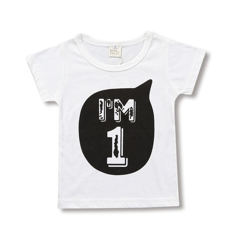 Kids Toddler Boys Girls Casual Cute Letter Round Neck Short Sleeve T-Shirt