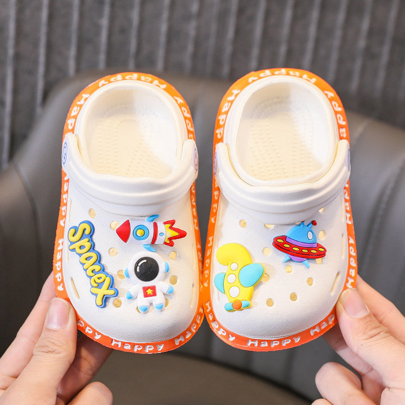 Kids Fashion Astronaut Pattern Non-Slip Outer Piercing Shoes Slippers