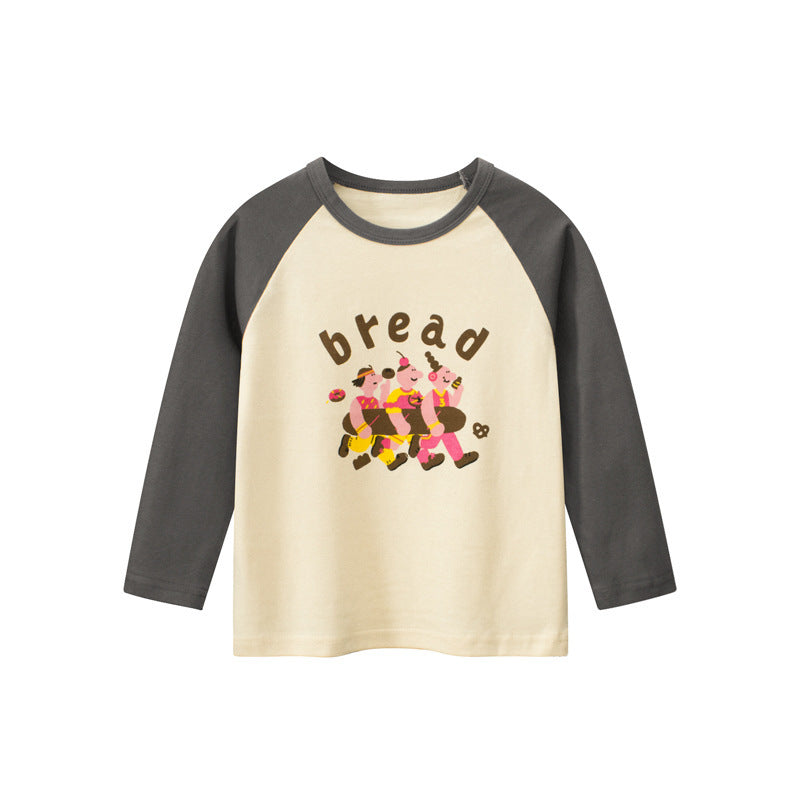 Kids Toddler Girls Casual Cute Versatile Cartoon Letters Print Long Sleeve Round Neck T-Shirt