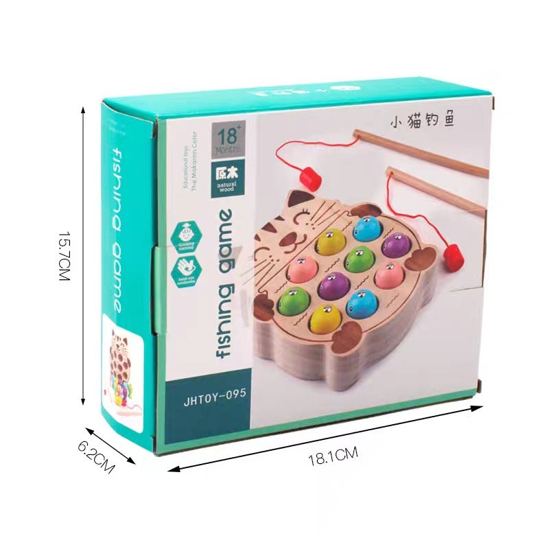 1- To 3-Year-Old Early Teaching Kitten Fishing Educational Building Block Toy