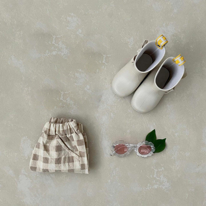 Kids Casual Plaid Elastic Waist Loose Shorts