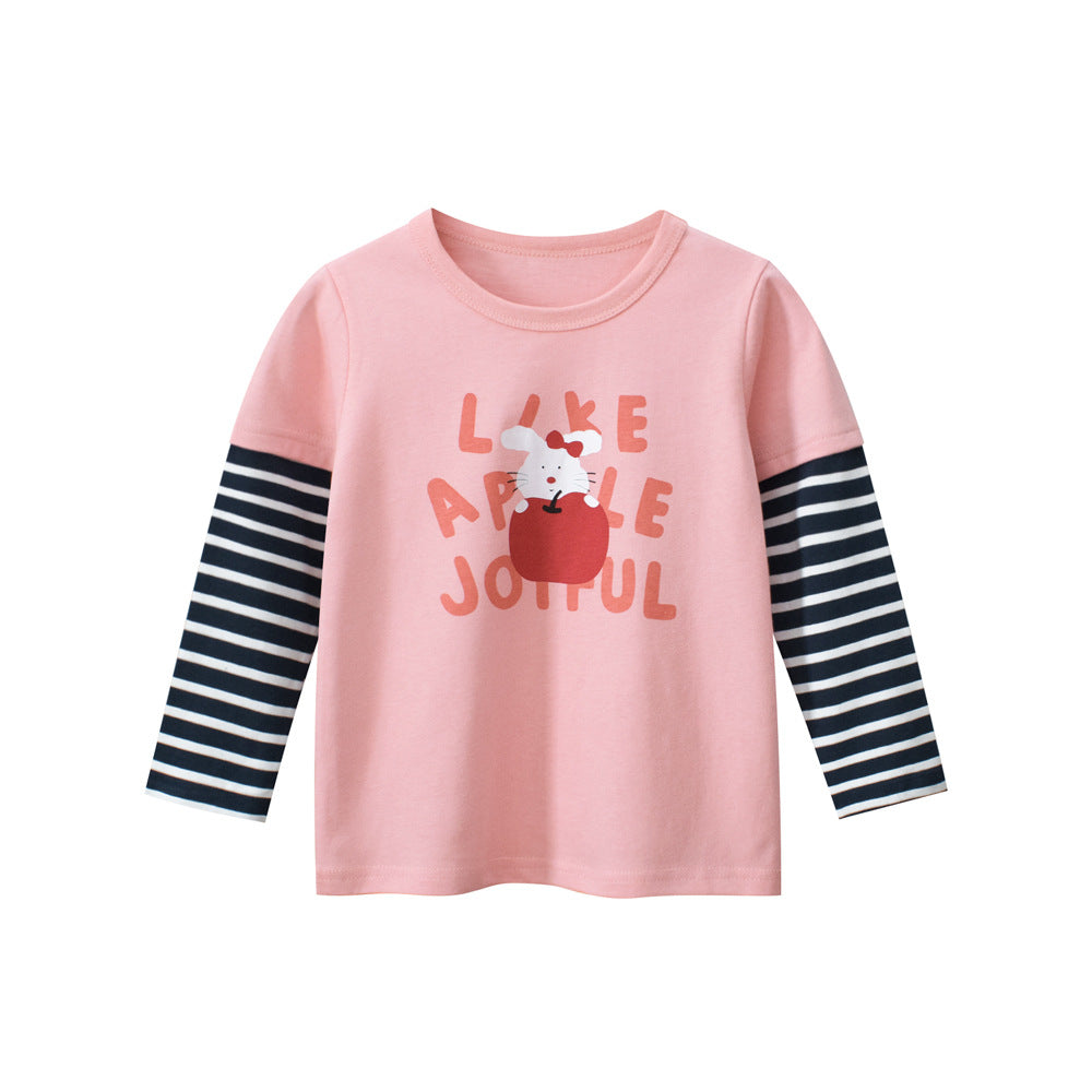 Kids Toddler Big Girls Casual Cute Cartoon Bunny Alphabet Print Long Sleeve T-Shirt