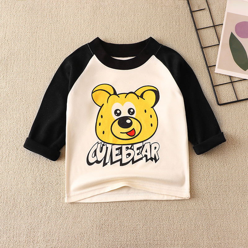 Kids Toddler Big Boys Girls Fashion Casual Cute Cartoon Animal Pattern Long Sleeve Round Neck T-Shirt