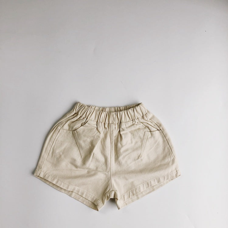 Kids Basic Solid Color Elastic Waist Shorts