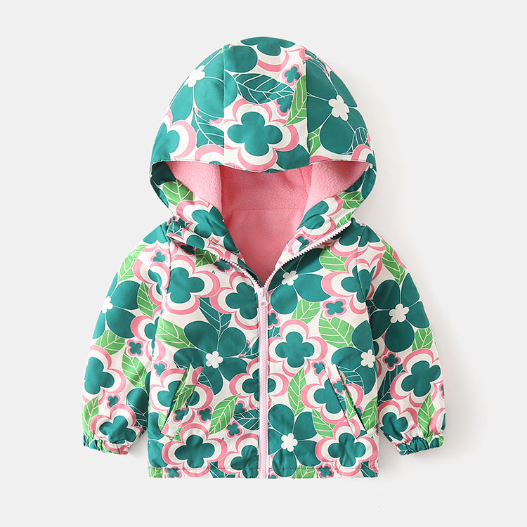 Autumn And Winter Waterproof Plus Velvet Windbreaker Printing Coat Polar Fleece Assault Cotton Coat Thickened And Warm