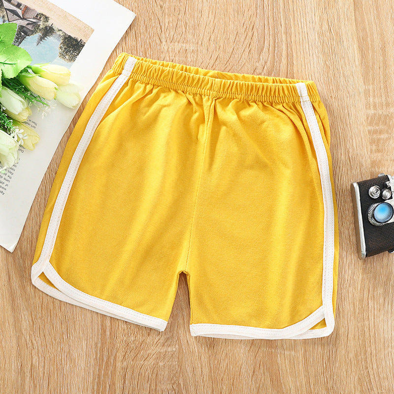 Kids Casual Solid Color Stripe Elastic Waist Sport Shorts