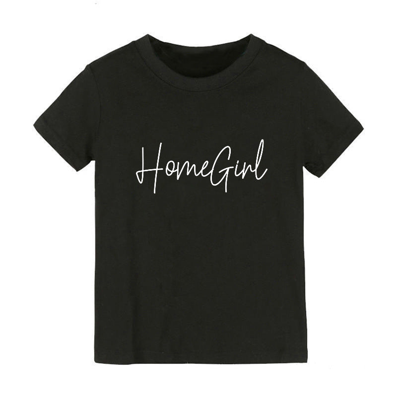 Children Kids Baby Fashion Girls Basic Casual Homegirl Print Short Sleeve T-Shirt