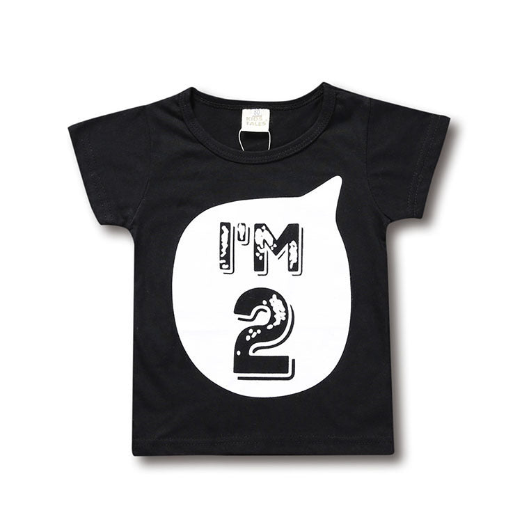 Kids Toddler Boys Girls Casual Cute Letter Round Neck Short Sleeve T-Shirt