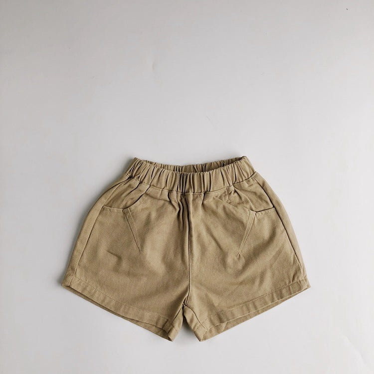 Kids Basic Solid Color Elastic Waist Shorts