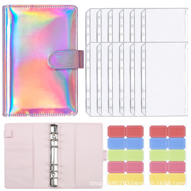 A6 Colorful Binder Laser Macaron PU Note Book