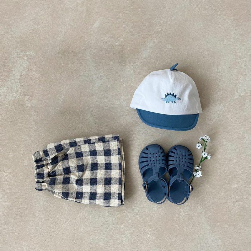 Kids Casual Plaid Elastic Waist Loose Shorts