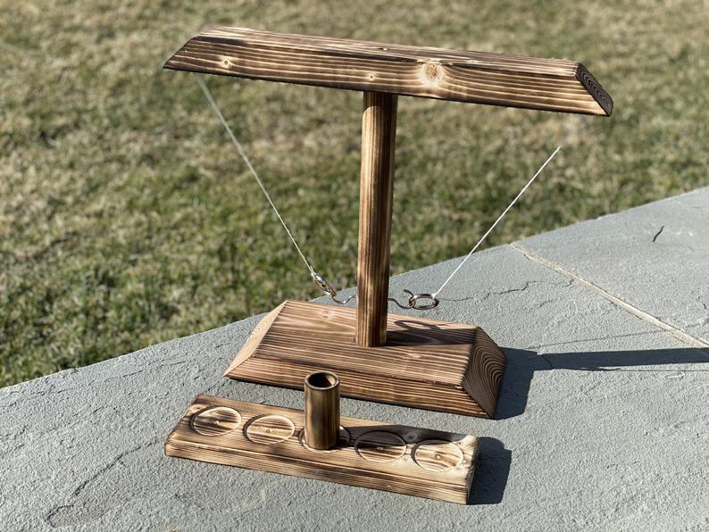 Wooden Throwing Game Hook And Shoot Interactive Game Desktop Ring Toss Toy