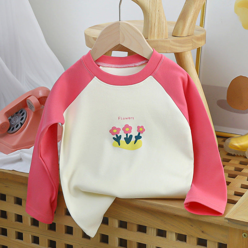 Kids Toddler Big Boys Girls Fashion Casual Cute Cartoon Pattern Round Neck Long Sleeve T-Shirt